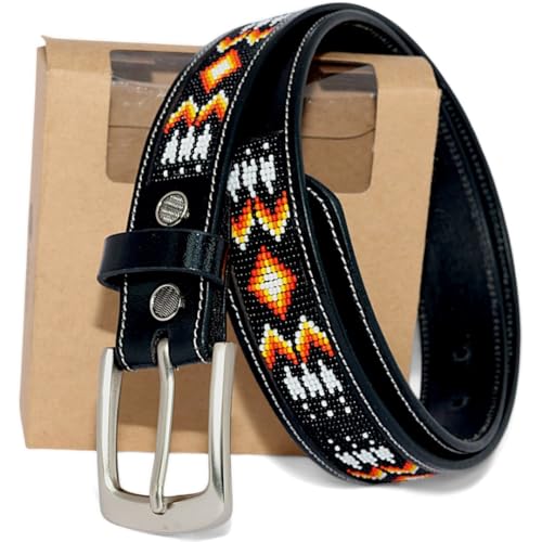 Handmade Beaded Leather Belt, Gift for Cowboys, Cowgirls, Men & Women.