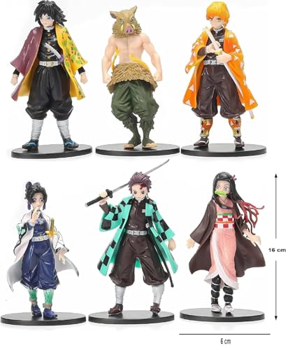 Image of Awestuffs Set of 6 D Slayer Action Figures Limited Edition for Car Dashboard, Decoration, Cake, Office Desk & Study Table (Set of 6) (D Slayer)