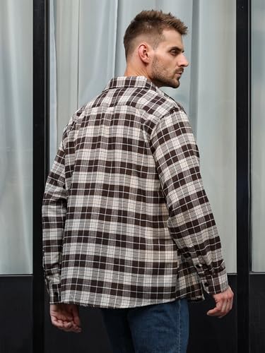 Flannel Shirt for Men Plaid Button Down Long Sleeve Shirt Soft Casual Tops with Two Chest Pockets2