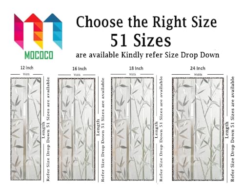 Image of MOCOCO Premium Vinyl Privacy Stained Frosted Window Glass Film (24x100 Inch) - Self-Adhesive Tint Wallpaper Sticker Opaque Sheet for Glass Cover Window, Door, Office, Home.| Anti-UV. Bamboo Design