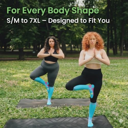 Image of Compression Socks (2 /3 Pair) for Men and Women 20-30 mmHg Regular and Plus Size Compression Scoks:Size S-7XL