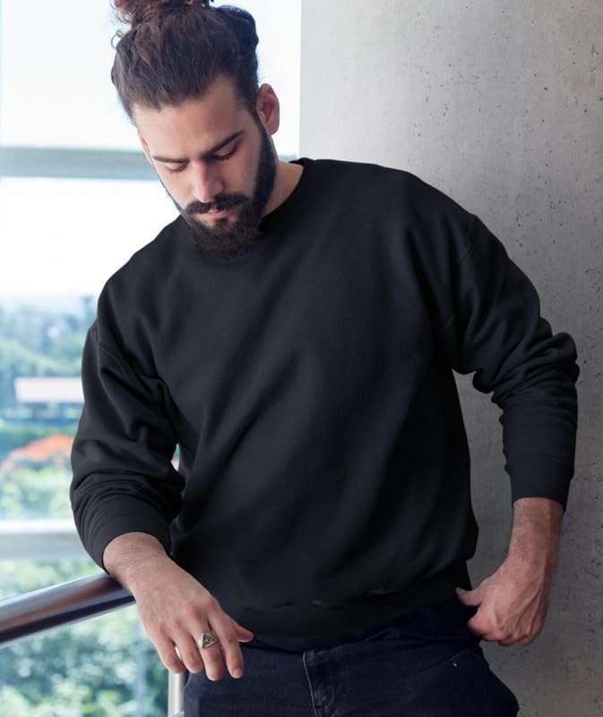 New Men Modern Long Sleeve Sweatshirt Lightweight Comfortable Relaxed Fit Stylish Pullover Plain@1_Parent-picture-11