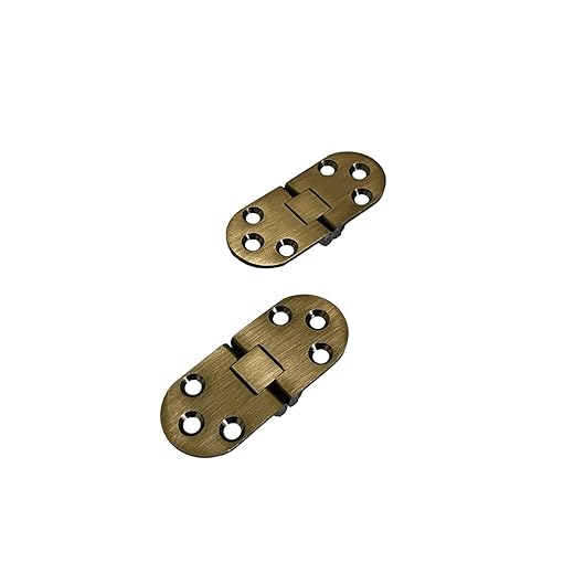 QCAA Solid Brass Table Folding Flip Top Hinge, 2-3/4" x 1-3/16", Antique Brass, 2 Pack, Made in Taiwan