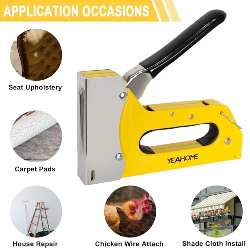 Image of Staple Gun -Upgrade 3 in 1 Upholstery Hand Stapler, Manual Brad Nailer Power Adjustment Stapler Gun for Wood, Crafts, Carpentry, Decoration DIY (Staple Gun, with 6000 Staples)
