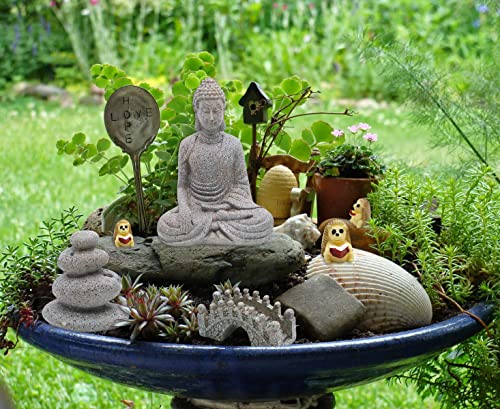 Bangbangda Meditation Zen Garden Accessories - Miniature Buddha Garden Kit Micro Landscape Terrarium Kit Diy Fairy Garden W/Buddha Bridge Pagoda Stone Cairn #TOP7