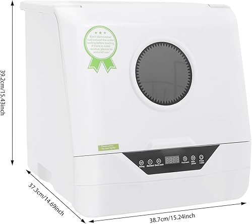 Miniatura 3 de Lavavajillas portátil para encimera con tanque de agua integrado de 6 L, 4 programas de lavado, lavado completo de 360, lavavajillas compacto para