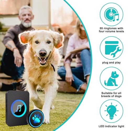Yoiilifee-Dog-Door-Bell-for-Potty-Training-Smart-Wireless-Doggie-Doorbell-to-Go-Outside-1000-Feet-Long-Range-with-IP65-Waterproof-Super-Light-Touch-Button-60-Melodies-Adjustable-Volume