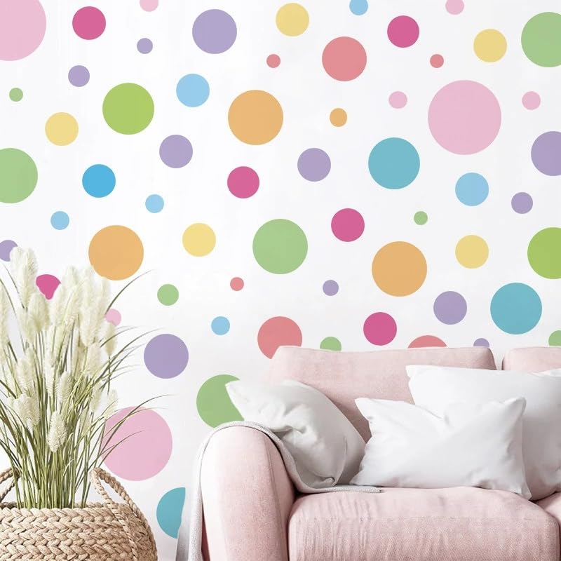 131 PCS Colored Dots Wall Stickers for Bedroom Classroom Cupboards Furniture Kitchen Nursery Living Room Bathroom Glass Doors and Windows,Waterproof Decoration Wallpaper Decals