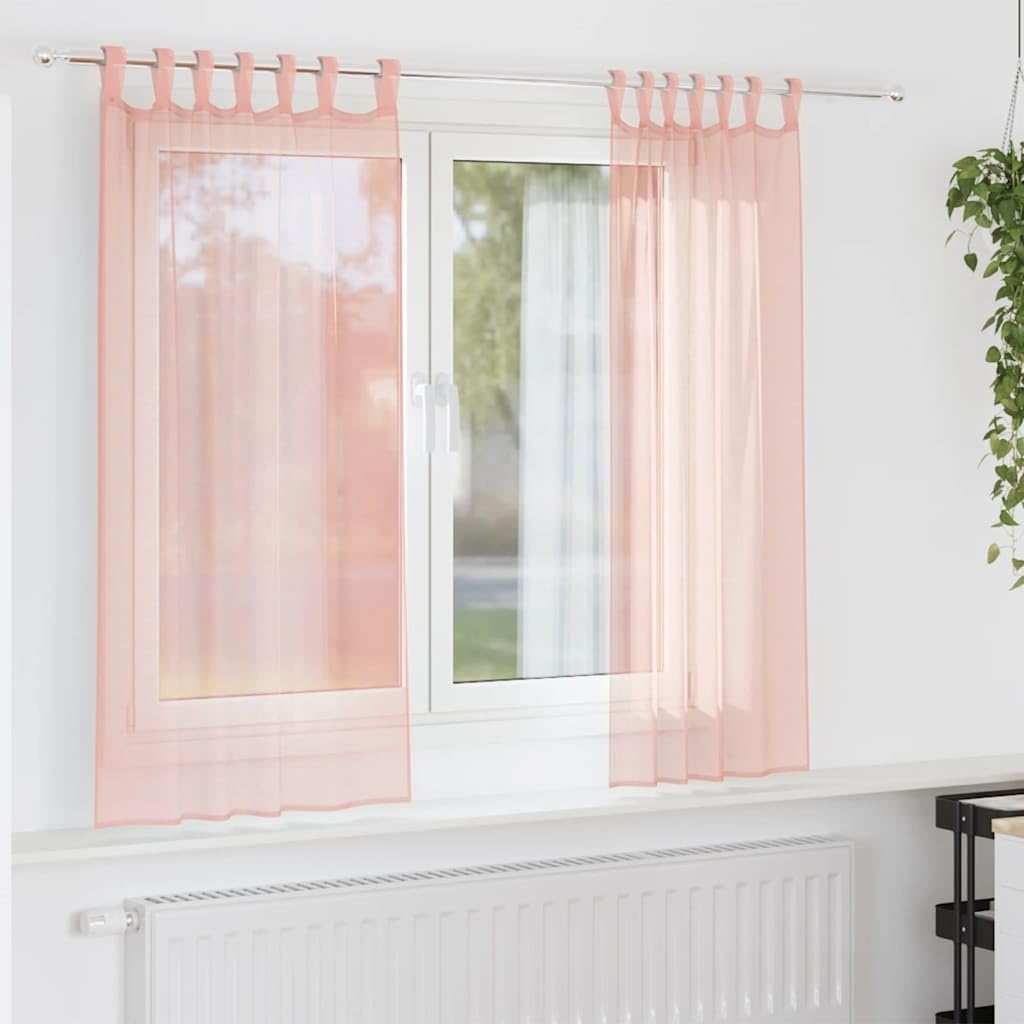 Voile Vorhänge 2er-Set, Rosa, 140x140 cm, halbtransparent, mit Stangentasche, aus 100% Polyester Stoff, Blickdicht, für Wohnzimmer