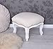 Stołek na nogi Shabby Chic biały podnóżek taboret tapicerowany barokowa ławka Palazzo ekskluzywny