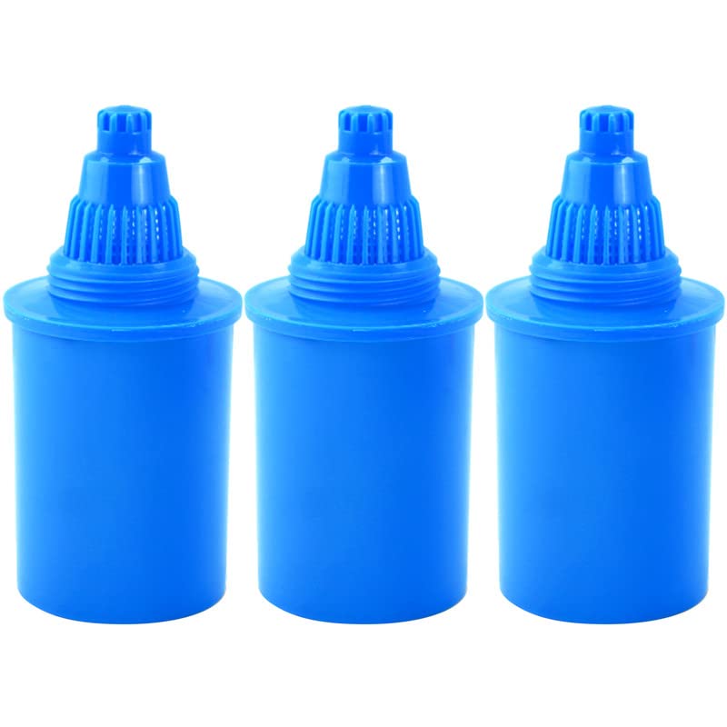 Alkaline Water Filter Replacement Cartridge - Drinking Water Replacement Filter for Pitchers - With 5 Stage Filtration System - Easy to Use & Safe for Cooking & Drinking - Omizu, Set of 3 - Blue