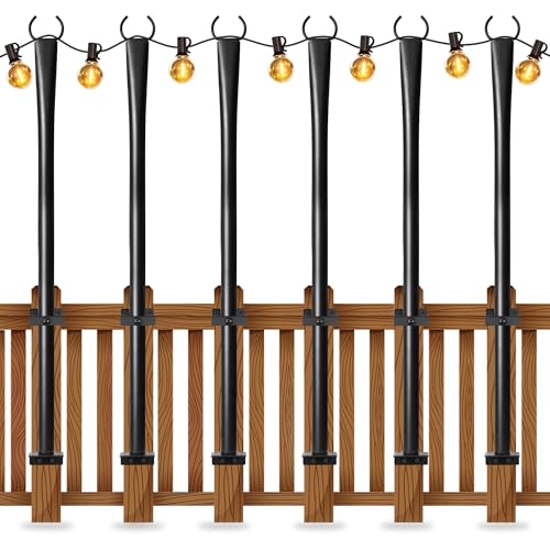 Postes de luz para cubierta exterior resistentes de 5 pies con clips de fijación pack de 6 1