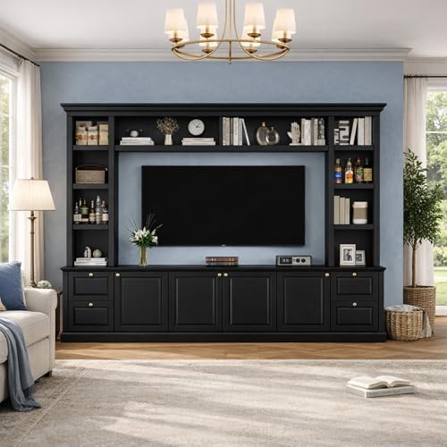 Entertainment Center Wall Unit with Storage for TVs up to