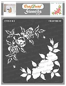 Stencil - 2 Step Layered Rose Corner | Reusable Painting Template for Art and Craft, Mixed Media, Wall Painting, Home Decor, DIY Albums, Card Making and Fabric Painting, 6