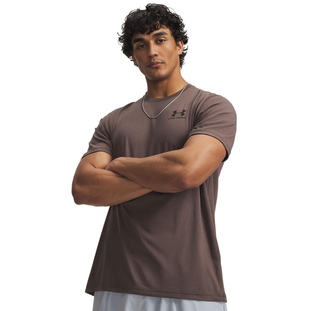 Under Armour Mens, Sportstyle Left Chest Short Sleeve, Peppercorn/Black, X-Large