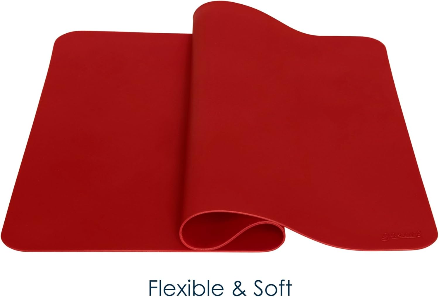 GASARÉ, Placemats Set of 4, Silicone Placemats, Table Mats, Non-Slip, Easy to Clean, Heat Resistant, Flexible, 20% Thicker, 16 x 12 inches x 1.1mm, Red