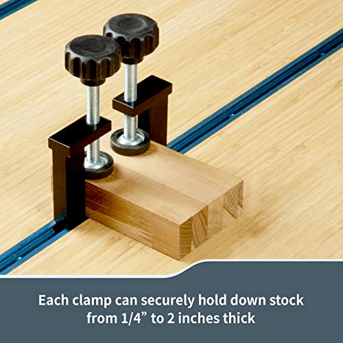 Image of POWERTEC 71439 T-Track Clamp Vice | Hold Down Clamps for T-Tracks Accepting 5 /16 inch or Larger hex head Bolts - 2 Pack