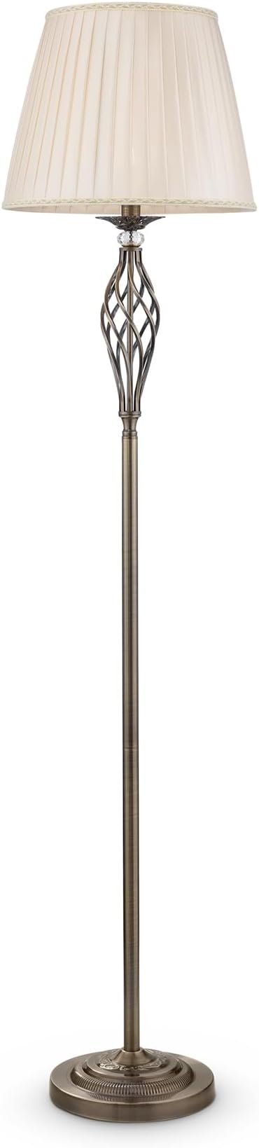 MAYTONI DECORATIVE LIGHTING Floor lamp, lamp, flashlight, classic style, metal frame, brass color, fabric lampshade, beige color, 1 bulb not included, E14, 40 W, 220 V