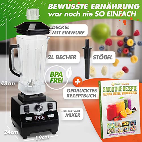 NUTRI-BLENDER MAX Blenders met kan 2000 W standmixer smoothie smoothiemaker professionele mixer blender - 2L Tritan, BPA-vrij, 9 niveaus, digitale timer - Afbeelding 3