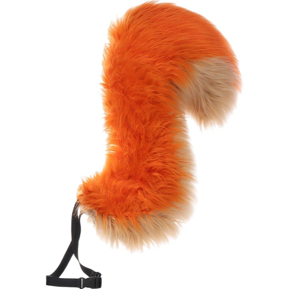 Ppmter Furry Squirrel Tail Cosplay Costume Accessory, Plush Animal Tail for Halloween Party Fancy Dress Costume Props