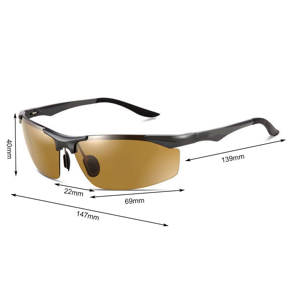 Occhiali Da Sole Polarizzati Fotocromatici Metallo Cornice Ultra Leggero Per Uomo E Donna Protezione 100% UVA UVB, Guida Diurna E Notturna All'aperto Sportivi Occhiali Pesca Biking Golf