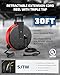 DEWENWILS 30 Ft Retractable Extension Cord Reel, Ceiling or Wall Mount 16/3 Gauge SJTW Power Cord with 3 Electrical Outlets Pigtail for Garage and Shop, 10 Amp Circuit Breaker, Metal Plate, UL Listed