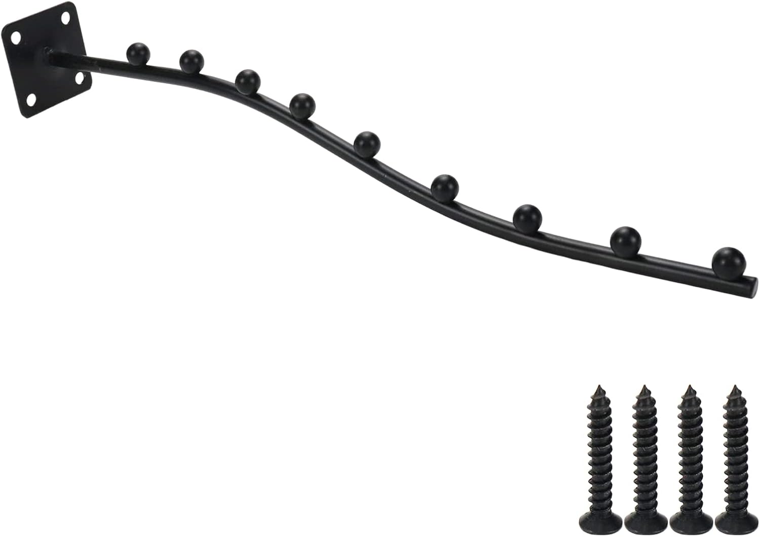 4 Pcs Wall Mount Waved Waterfall Hanger Rack Clothes Suit Hangers Rack 9 Beads Garment Display Hook with Screws for Bathroom, Bedroom, Laundry Room, Dormitory, Clothing Stores (Black)