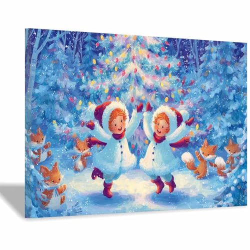 Décoration Murale de Noël sur Toile Cadre Prêt à Suspendre pour Égayez vos Murs d'Hiver