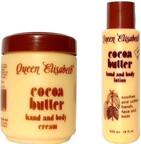 Queen Elizabeth Cocoa Butter Hand & Body Cream Plus Cocoa Butter Lotion (2 Products 1 Price) 400 Milliliters