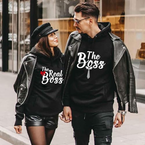 Micaxili Vêtement King Queen Pull à Capuche pour Couple Sweatshirt Hoodie pour Femme Cadeau Sweat à Capuche Partenaire 1 Pc(Noir-Homme,XL) – vue 2