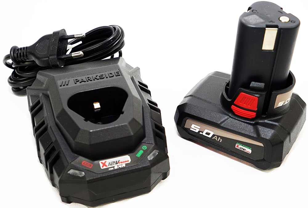 Parkside Performance akumulator 12 V 5 Ah PAPK 12 5.0 A1 X12 V Team + ładowarka 12 V 2,4 A PLGK 12 A3 w pakiecie/zestawie