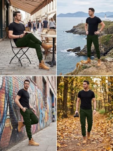 Image of Leriya Fashion Men's Cargo Pants | 6 Pocket Cotton Cargo Joggers for Men | Loose Fit Stylish Pant with Pockets | Casual Baggy Trousers & Streetwear Lower
