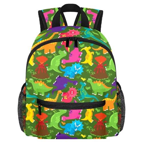 Sac à dos dinosaure multicolore compact et léger à poches filet