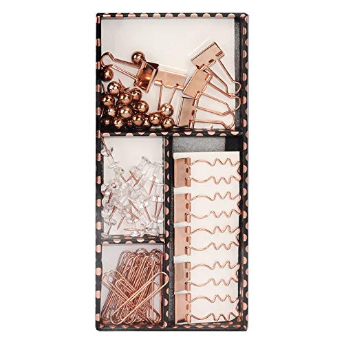 Rose Gold Binder Clips Paper Clips Push Pins Set Light Luxury Rose Gold 19mm Paper Binder Clips 50mm Paper Clips Round Rose Gold Push Pins Clear Rose Gold Thumb Tacks 72 Packs for Office Supplies