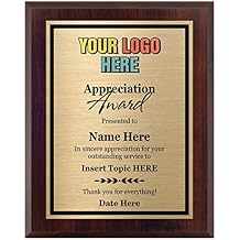 Personalized Award Plaque 8x10 - Add a Customizable Logo for Your Custom Employee Appreciation Gift - Personalize Now!