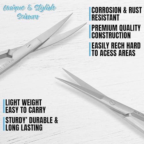 Boujee Trends Set Of Iris Micro Dissecting Scissors 4.5 Inch Str/Cvd Serrated Super-Cut Fine Point Skin Tag Medical Surgical Gum Stitch Eye Dental Scissors Perfect For Doctors thumb #2