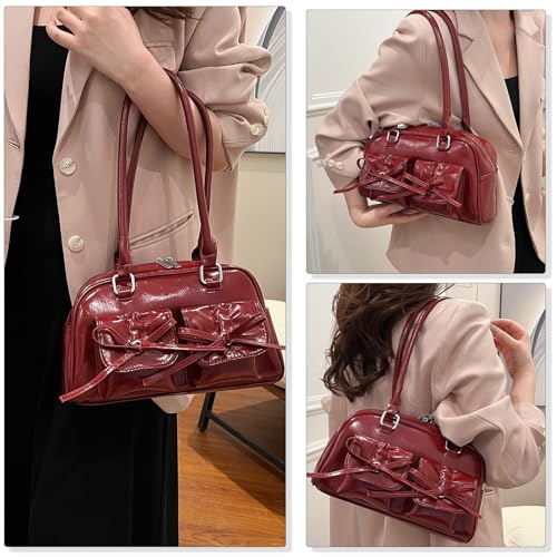 Fozehlad Chic Hobo Bags for Women Retro Tote Handbag Top Handle PU Leather Shoulder Bag for Trendy Y2K4