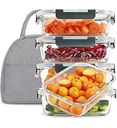 DAS TRUST 5 Pack 36oz Glass Food Storage Containers Meal Prep Containers Reusable Fridge Organize...