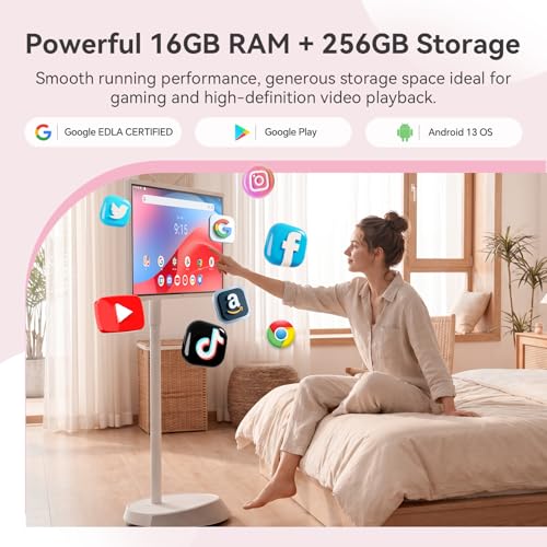 Image of KTC 32 inch 4K Smart Portable Monitor MEGAPAD, Google EDLA Certified, UHD Touchscreen on Wheels, Speaker & Camera, 16G+256G Storage, Built-in Battery, Full Swivel Rotation, Remote Control, A32Q7 MAX