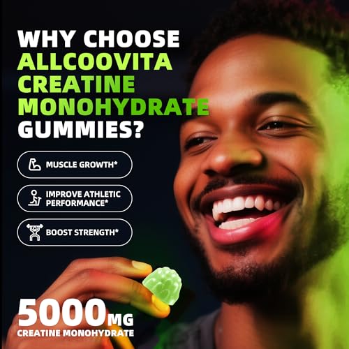 Image of Creatine Monohydrate Gummies, NSF Certified, 5g Dose for Men & Women to Support Muscle, Strength, Recovery, Cognitive Health & Memory, Apple Flavor, 135 Gummies