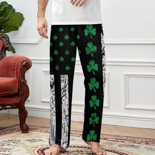 Ireland U.S. Flag Men's Pajama Pants Lightweight Pjs Bottoms Sleep Lounge Pant with Pocket Drawstring3