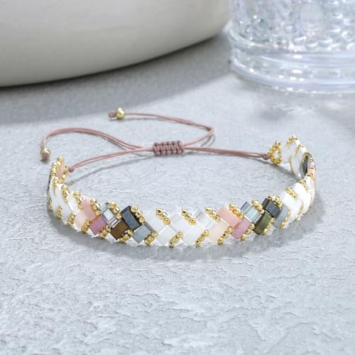 Image of KELITCH Colorful Tila Beaded Bracelets Women Strand Friendship Bracelet Handmade New Link Cuff Bracelets