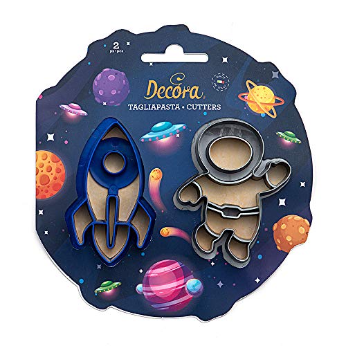 Kit 2 TAGLIAPASTA SPAZIO con astronave Navicella spaziale e Astronauta - formine stampi taglia biscotti per Creare Fantastici Dolci e decori Torte - Ideale per Decorazioni in Pasta di Zucchero