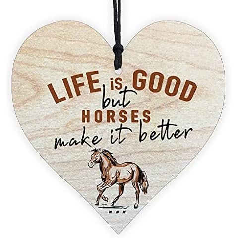 Life is Good But Horses Make it Better - Cute Funny Horse Lover Gifts Plaques For Women Bedroom Best Friendship Wall Door Sign Cover