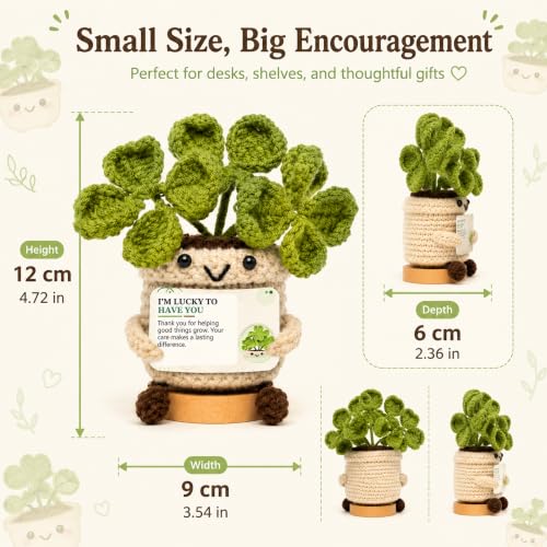 COZEKAVUM Crochet Plant in Pot, Positive Emotional Support with Base Gifts for Mom Grandma Wife Best Friend, Teacher Nurse Coworker Appreciation, Birthday Mothers Day with Good Lucky for Her - image 3