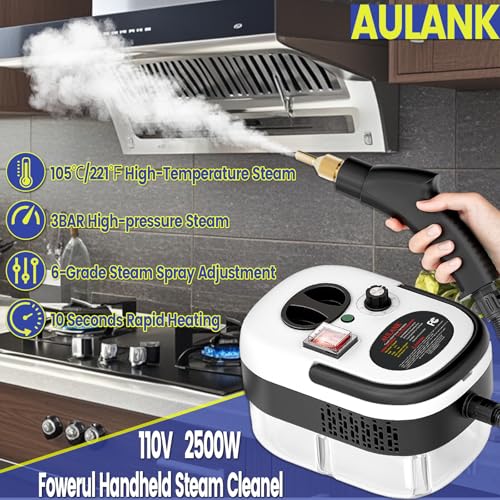 Image of Steam Cleaner, Portable Pressurized Steamer for Cleaning with 14pcs Accessories, 6-Level Adjustable,15s Heat-Up, Handheld Steam Cleaner for Home, Tile, Dirt, Grout, Grease, Car Detailing (03-White)