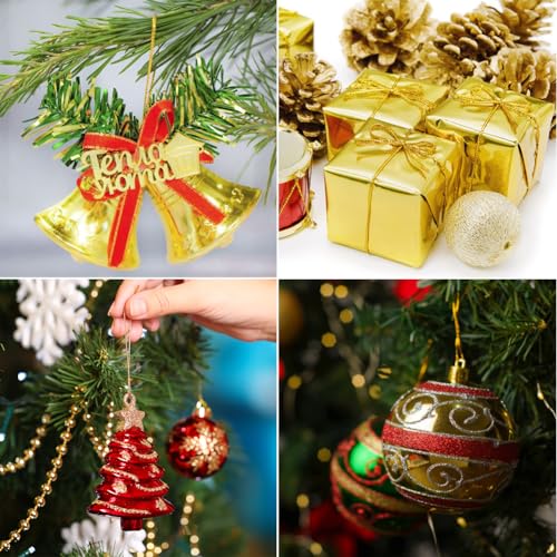 100 m Metallic-Gold Schnur, 1 mm Weihnachts Metallic Kordel, Wickelschnur für Geschenkverpackung, Weihnachtskugel, Basteln, Dekoration