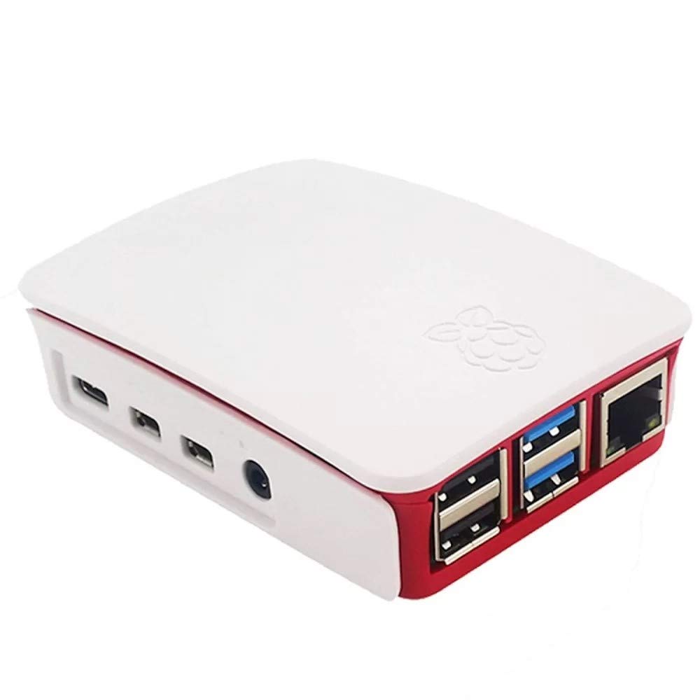 raspberry pi 4 case 1gb, 2gb, 4gb white red, modular design with logo top screwless design, ports access and for raspberry pi 4 model b, pi 4b, pi 4 abs (white red)