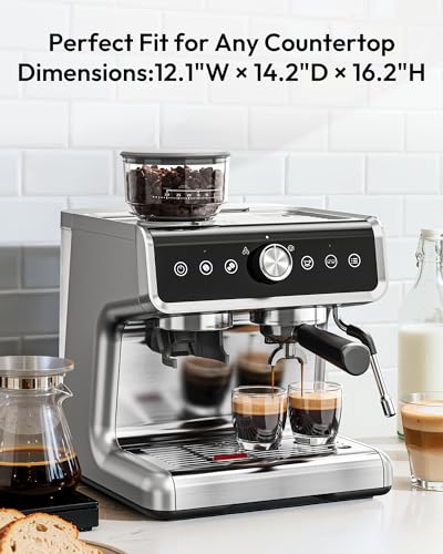 Image of EUHOMY Espresso Machine with Grinder, 20 Bar Coffee Maker with Milk Frother Steam Wand, Professional Expresso Coffee Machines with Removable Water Tank, Latte & Cappuccino Machine for Home Barista