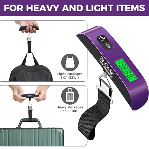 Image of BAGAIL Digital Luggage Scale, 110lbs Hanging Baggage Scale with Backlit LCD Display, Portable Suitcase Weighing Scale, Travel Luggage Weight Scale with Hook, Strong Straps for Travelers